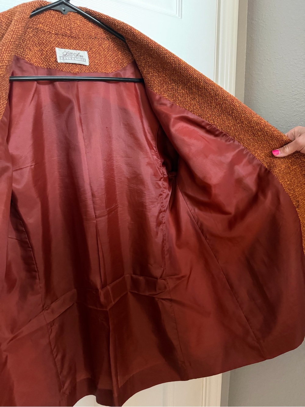 Vintage Lilli Ann Collections Union Made Wool Blazer, Burnt Orange, Size Large - Picture 7 of 10